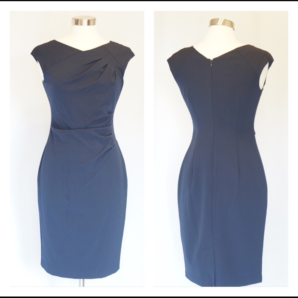 Ivy & Blu Navy Drape Sheath Dress Size 12